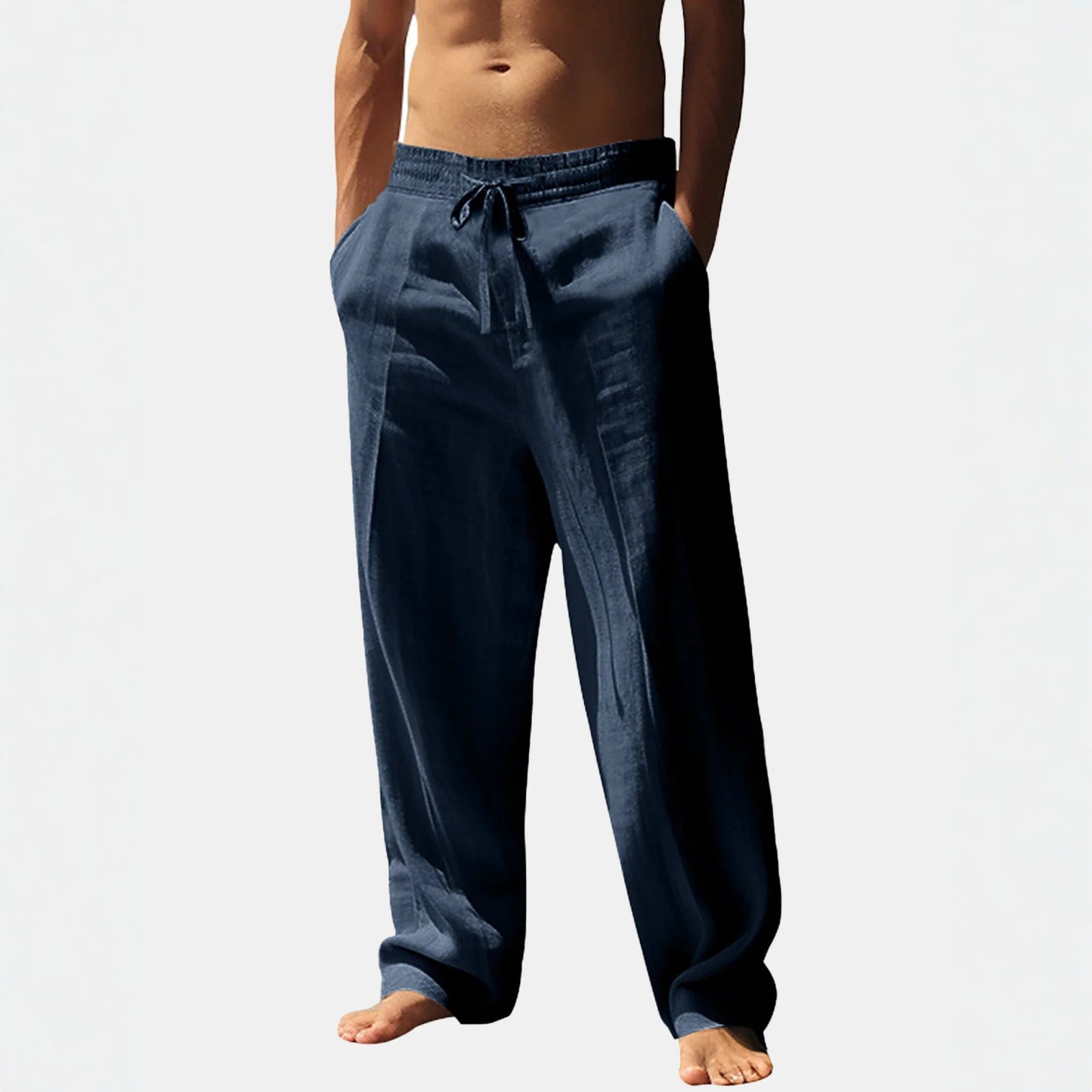 Casual linen pants for men with elastic waistband and side pockets Chic and Style