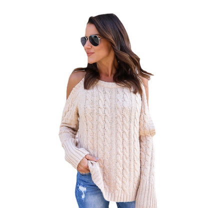 Pull en tricot pour femmes avec épaules dénudées et motif en torsades Chic und Stil
