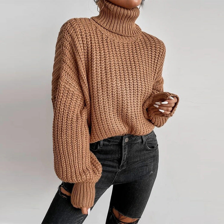 Pull en laine épaisse pour femmes avec col haut et manches évasées Chic und Stil