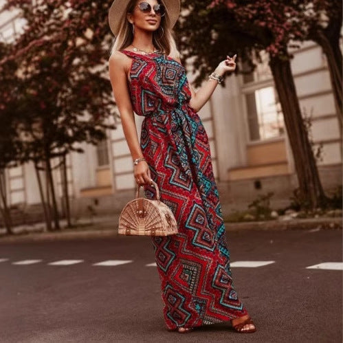 Robe maxi pour femmes avec motif floral et ceinture réglable Chic und Stil