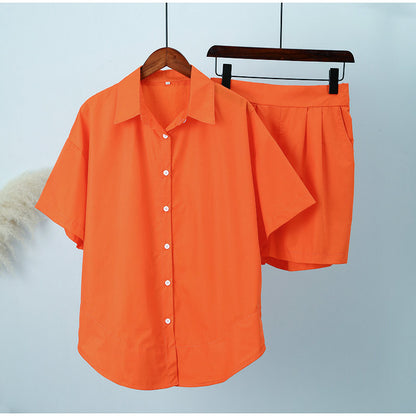 Femme Freizeit Chemisier à boutons et ensemble de shorts Chic und Stil