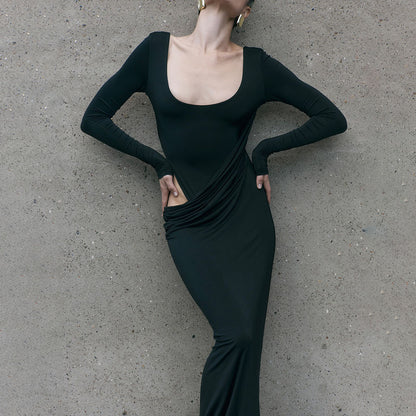 Robe maxi ajustée pour femmes avec un élément de drapé innovant Chic und Stil