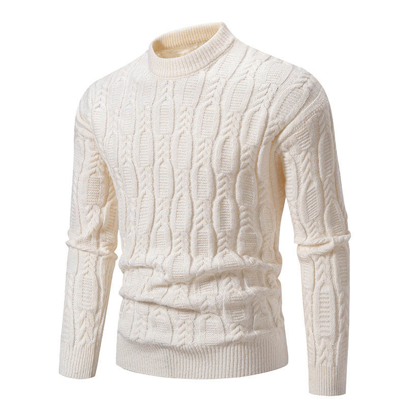 Chunky knit pullover for men with a modern cable pattern and a round neck Chic and Style