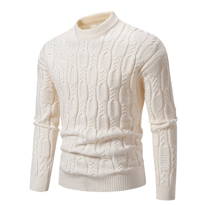 Chunky knit pullover for men with a modern cable pattern and a round neck Chic and Style