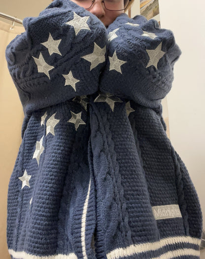 Dames grosse tricot cardigan avec détails en étoiles et boutons décoratifs Chic und Stil