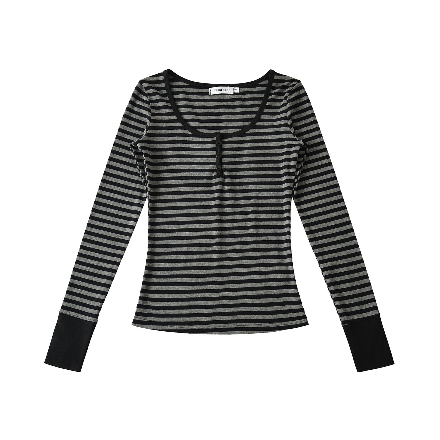 Chemise à manches longues pour femmes avec motif rayé à la mode et détails de boutons Chic und Stil