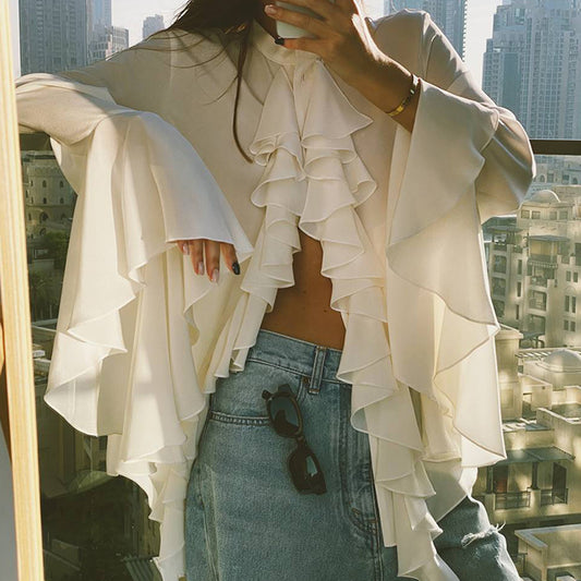 Chemisier à volants pour femmes avec des manches évasées Chic und Stil