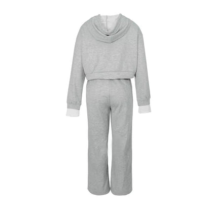 Ladies casual hooded sweatshirt and wide jogger pants Chic and Style