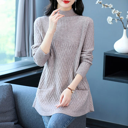 Pull en tricot pour femmes avec motif en zigzag et poches pratiques Chic und Stil