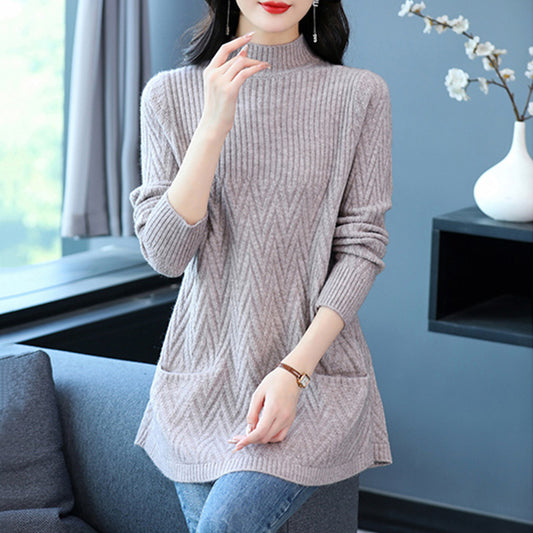 Pull en tricot pour femmes avec motif en zigzag et poches pratiques Chic und Stil