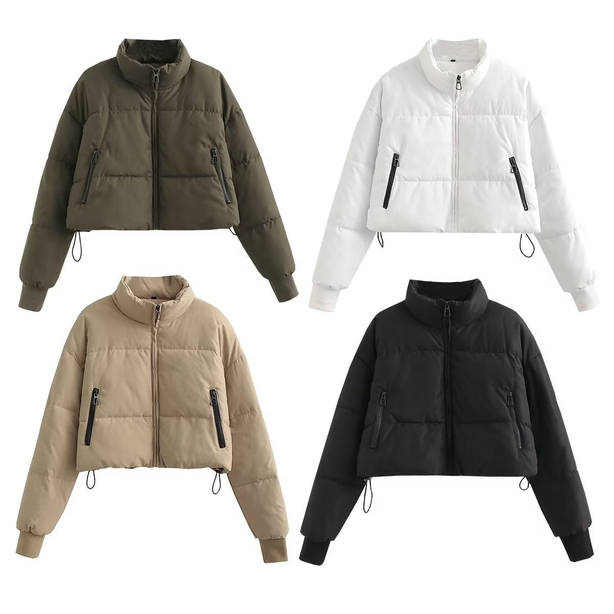 Dames cropped veste mat col montant et poches zippées pratiques Chic und Stil