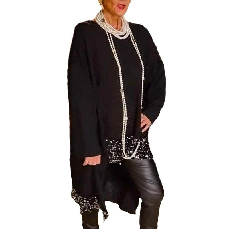 Dames Élégant et fluide haut en tricot asymétrique Chic und Stil