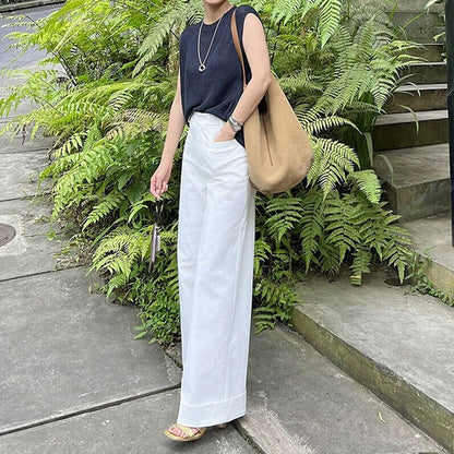 Chic and Style elegant sleeveless knit top set for women and wide leg pants