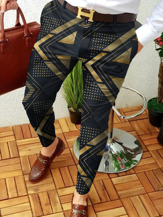 Pantalon slim fit à imprimé géométrique stylé pour hommes Chic und Stil