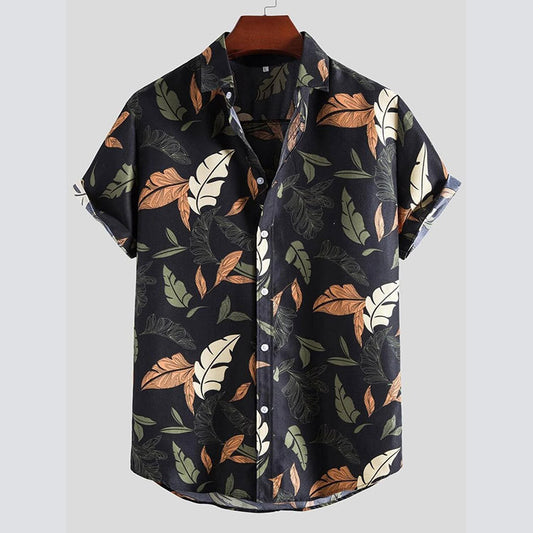 Chemise à manches courtes pour hommes avec motif floral et coton de haute qualité Chic und Stil