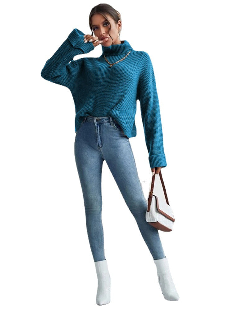 Dames Pull en tricot de haute qualité avec col montant et design structuré Chic und Stil