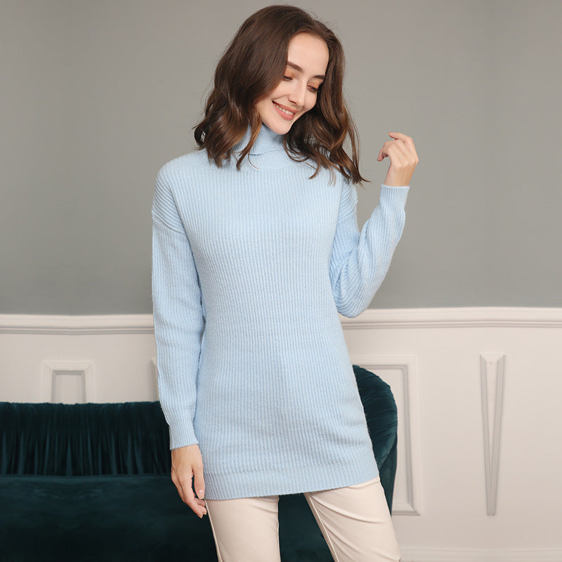 Robe en tricot épais pour femmes avec col montant et coupe ample Chic und Stil