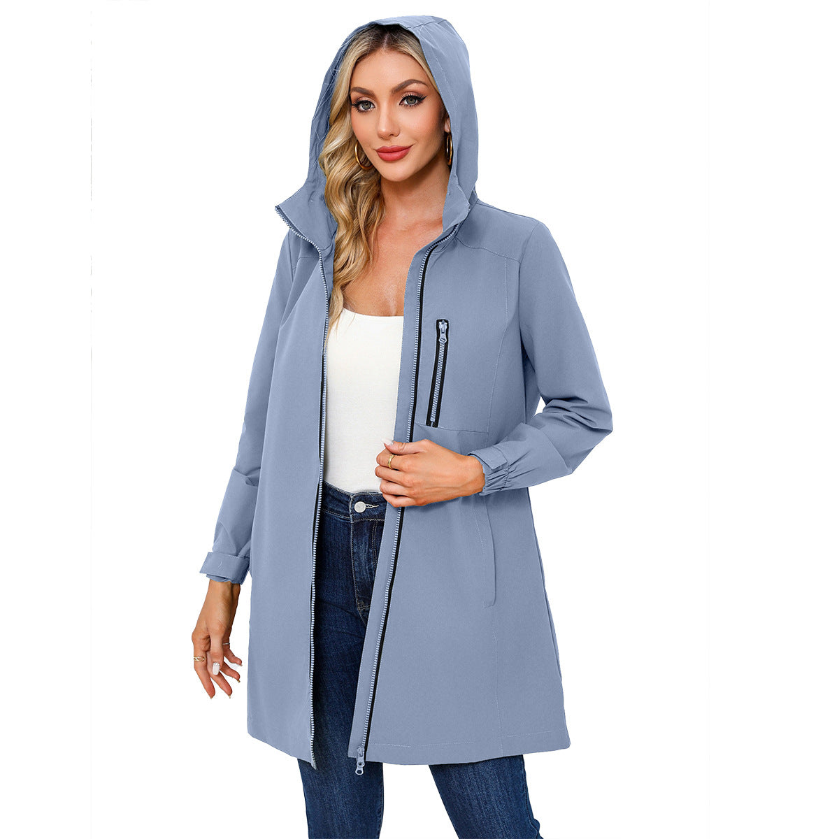 Functional women's jacket with adjustable hood Chic and Style