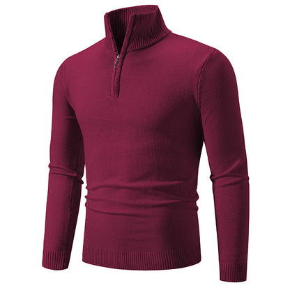 Knitted pullover for men with high collar and zipper Chic und Stil
