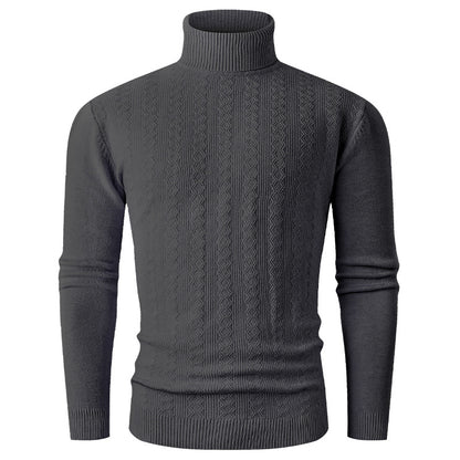 Pullover à col roulé pour hommes avec motif texturé et col montant Chic und Stil