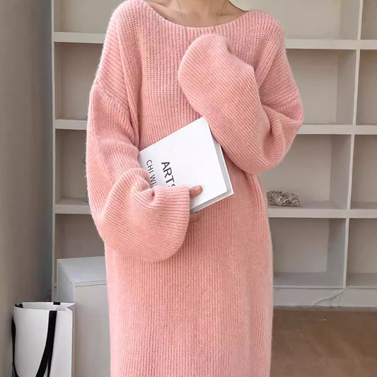 Robe en tricot longue pour femmes avec coupe ample et fine structure côtelée Chic und Stil