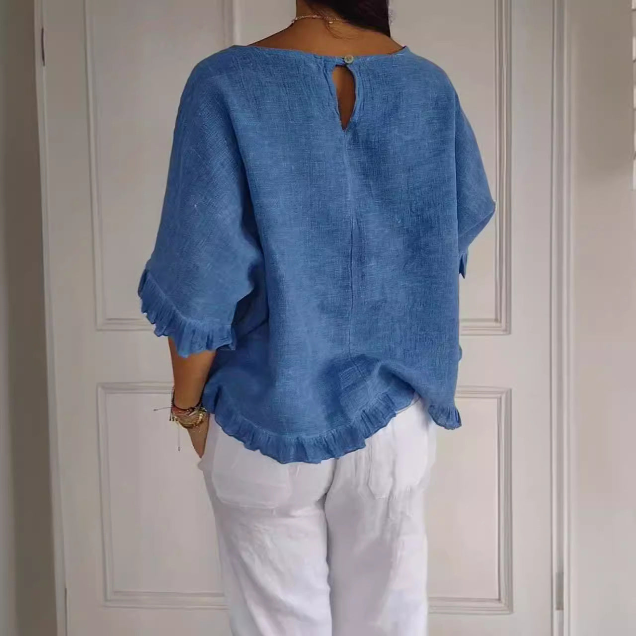Blouse décontractée pour femmes avec bordure froncée Chic und Stil
