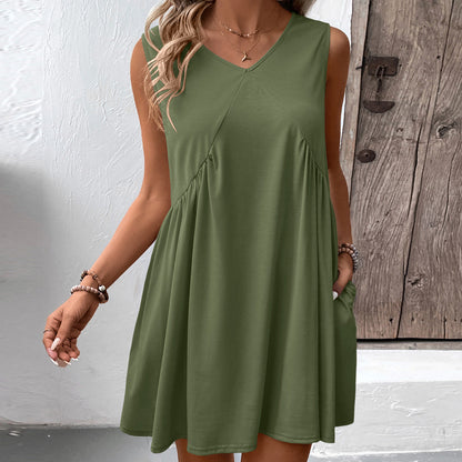 Robe femme fluide à décolleté en V avec poches latérales et coupe fluide Chic und Stil