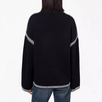 Pull-over tricot décontracté pour femmes avec des bords contrastés et une coupe décontractée Chic und Stil
