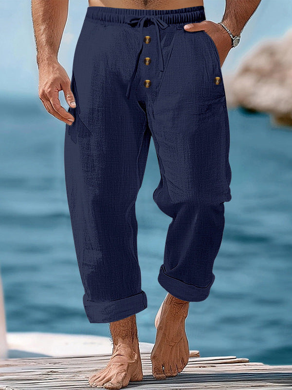 Casual linen pants for men with adjustable waistband and functional pockets Chic and Style