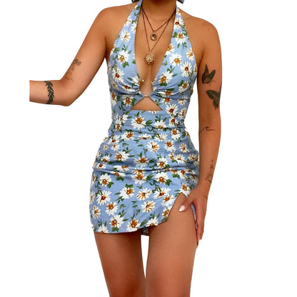 Robe halter floral pour femmes Chic und Stil