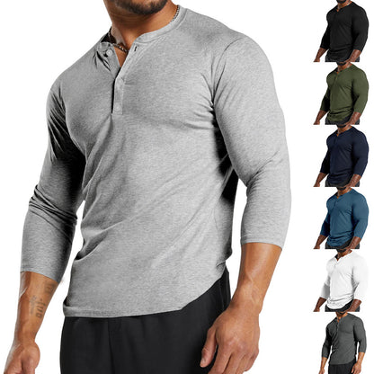 Chemise Henley à manches longues pour hommes en mélange de coton respirant avec détails en boutons Chic und Stil