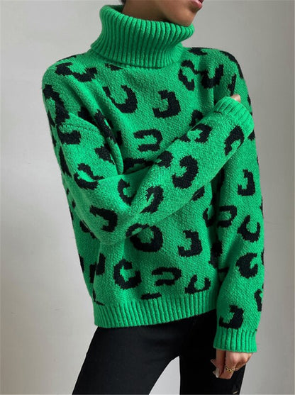 Pull à col montant pour femmes avec motif léopard Chic und Stil