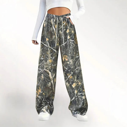 Dames Camouflage Détails Relaxed Fit Jogger-Pantalons Chic und Stil