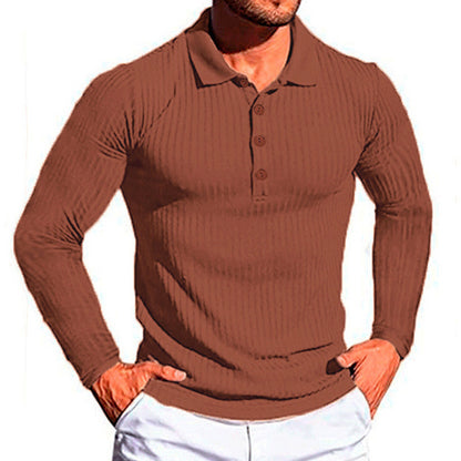 Chemise polo longue à manches élégantes pour homme au design texturé Chic und Stil