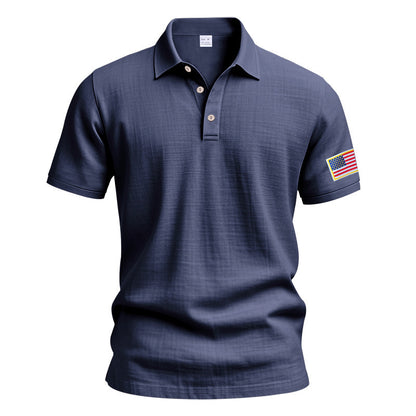 Polo sportif pour hommes avec motif de drapeau américain et technologie de régulation de l'humidité Chic und Stil