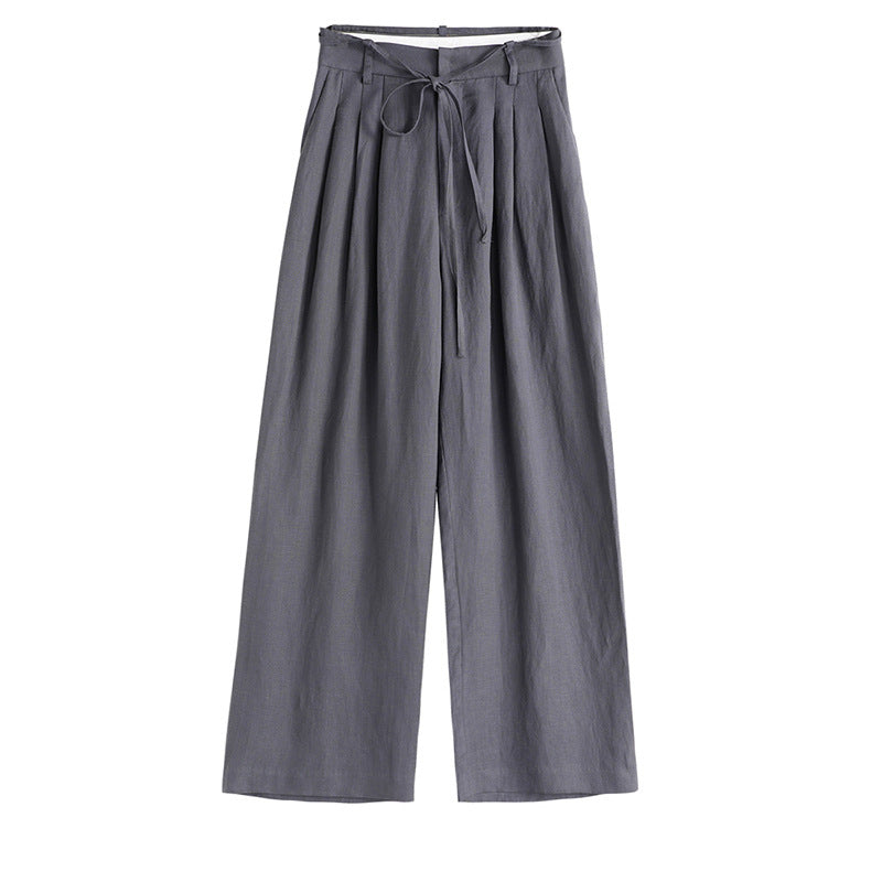 Pantalons en lin relaxés taille haute pour femmes Chic und Stil