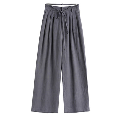 Pantalons en lin relaxés taille haute pour femmes Chic und Stil