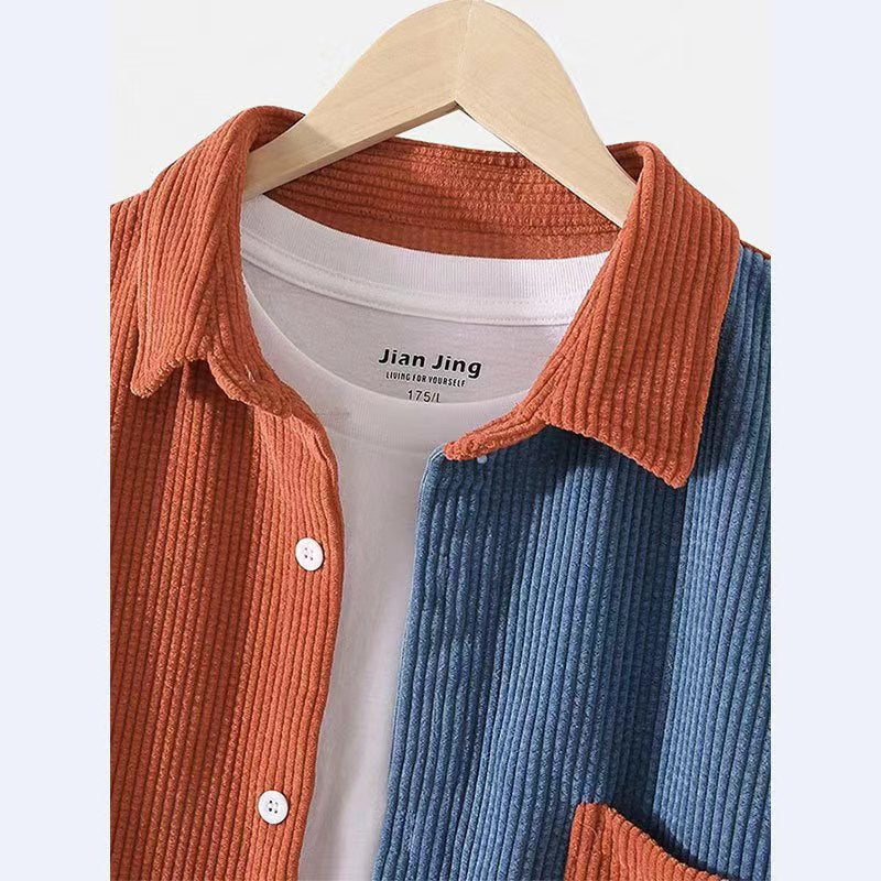 Chemise en corduroy pour hommes avec tissu texturé et poche poitrine appliquée Chic und Stil