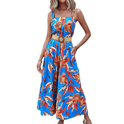 Dames Imprimé Tropical Maxi Combinaison Chic und Stil