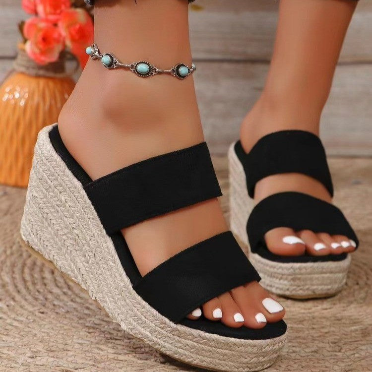 Dames Casual Talon compensé Sandales à lanières Chic und Stil