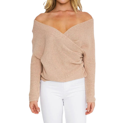 Wrapped pullover for women with open design and deep neckline Chic and Style