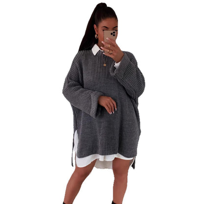 Pull oversized en maille épaisse pour femme avec décolleté en V et coupe décontractée Chic und Stil