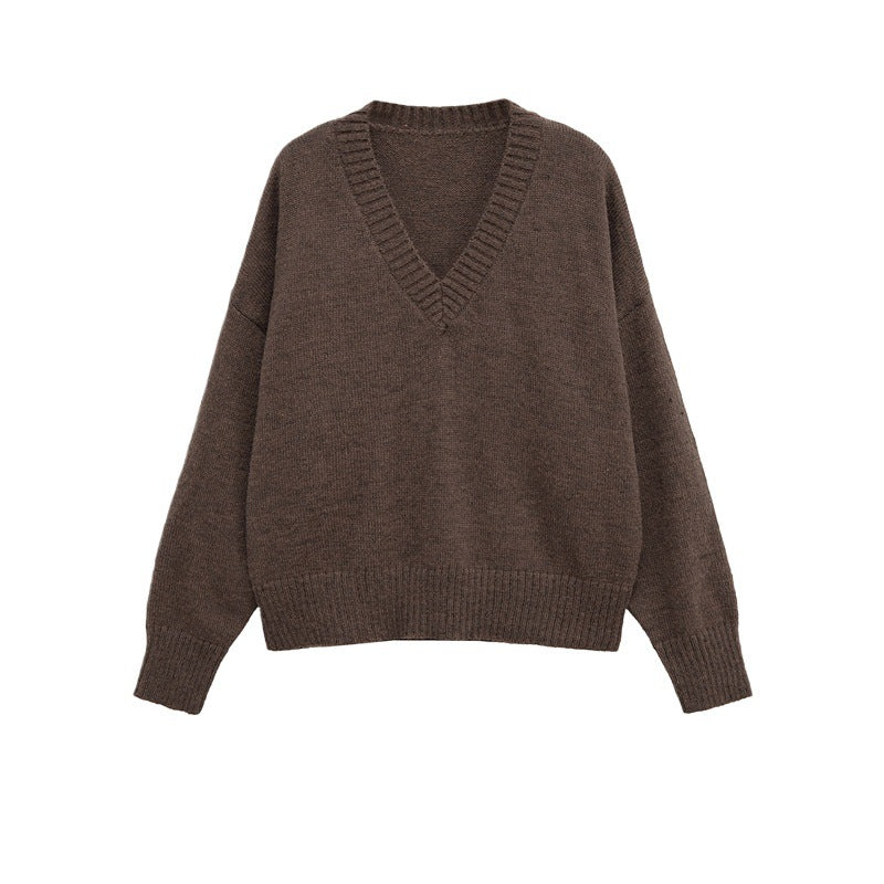 Pull en tricot confortable pour femmes avec décolleté en V et coupe généreuse Chic und Stil