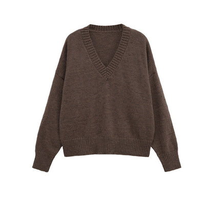 Pull en tricot confortable pour femmes avec décolleté en V et coupe généreuse Chic und Stil