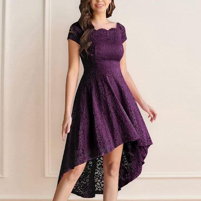 Robes de soirée à motif haut-bas en dentelle pour femmes Chic und Stil