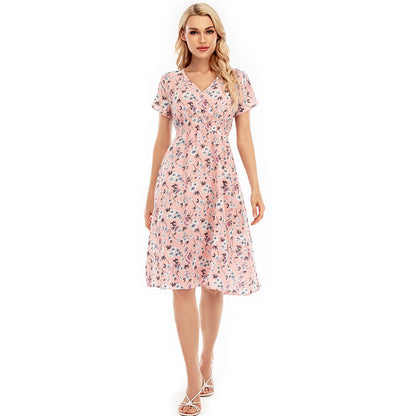 Robe maxi pour femmes avec des motifs floraux et une taille élastique Chic und Stil