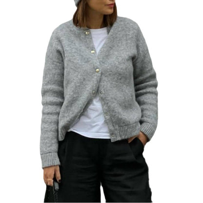 Dames cardigan en tricot douillet avec boutonnière et poches Chic und Stil