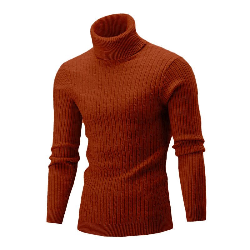 Pull en maille pour hommes à format portrait avec col montant et motif texturé Chic und Stil