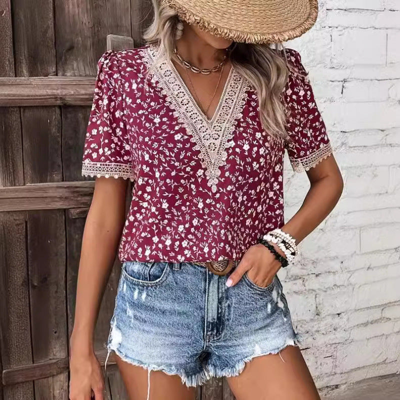 Dames Blouse de loisirs brodée florale Chic und Stil