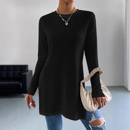 Chemisier à manches longues pour femmes avec fentes latérales et finition de haute qualité Chic und Stil